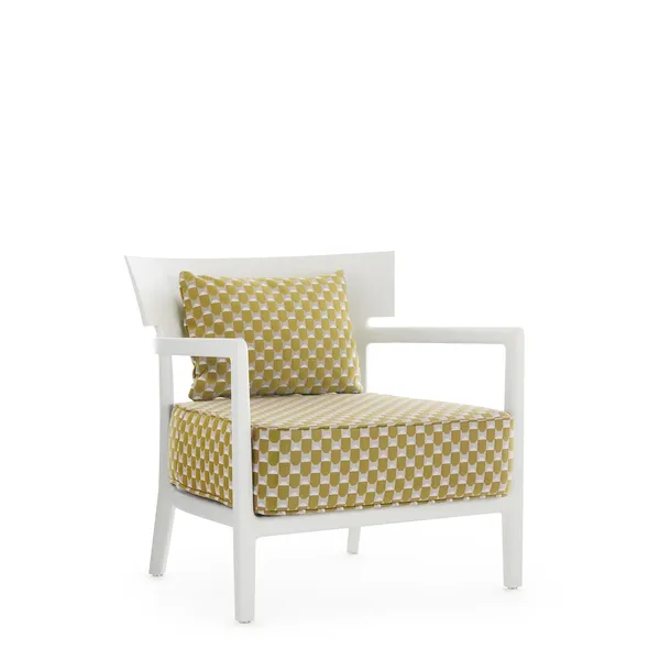 CARA MAT Liberty Obi Check Outdoor Armchair White/ Yellow