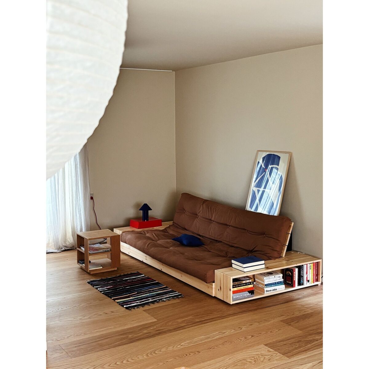 Base Sofa Bed Clear Lacquered Pine/643 Golden Ochre