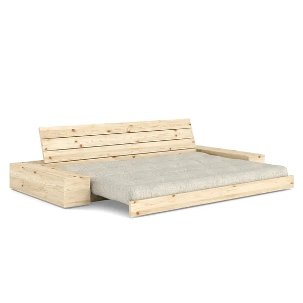 Base Sofa Bed With Side Box Clear Lacquered Pine/640 Soft Chalk