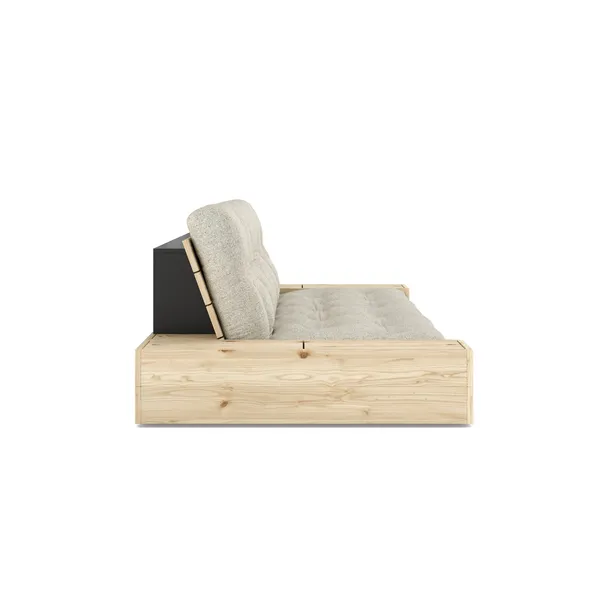 Base Sofa Bed With Side Box Clear Lacquered Pine/640 Soft Chalk