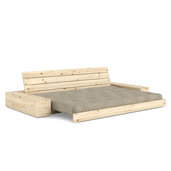 Base Sofa Bed With Side Box Clear Lacquered Pine/641 Warm Sand