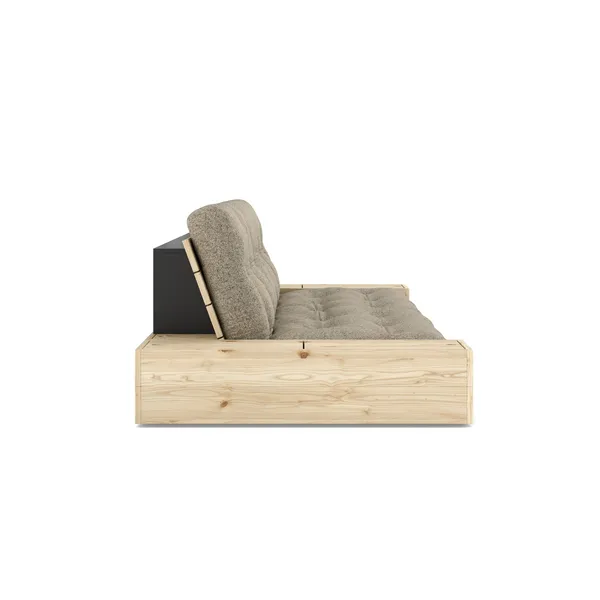 Base Sofa Bed With Side Box Clear Lacquered Pine/641 Warm Sand