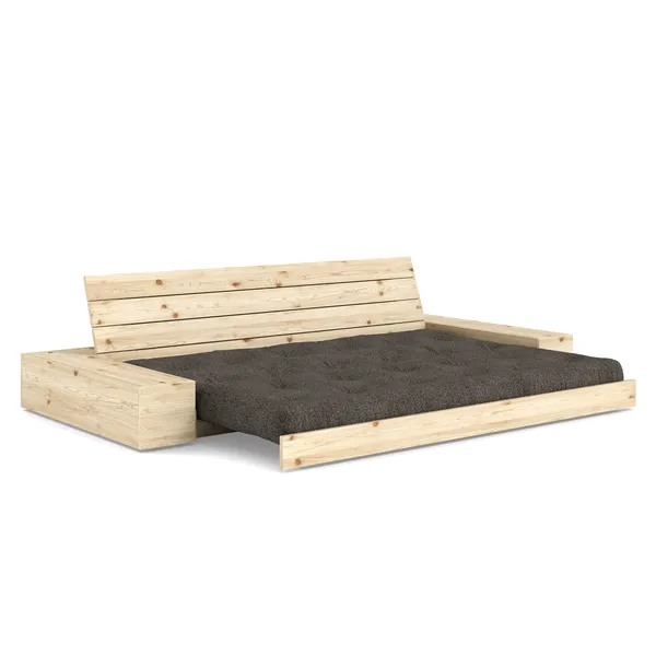 Base Sofa Bed With Side Box Clear Lacquered Pine/642 Mellow Brown