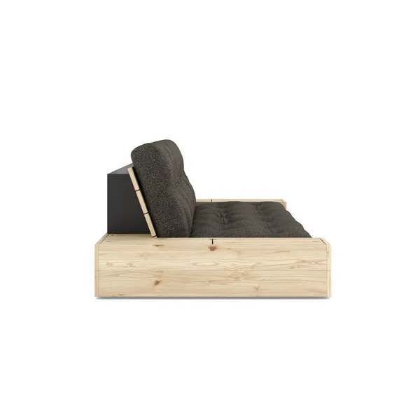 Base Sofa Bed With Side Box Clear Lacquered Pine/642 Mellow Brown