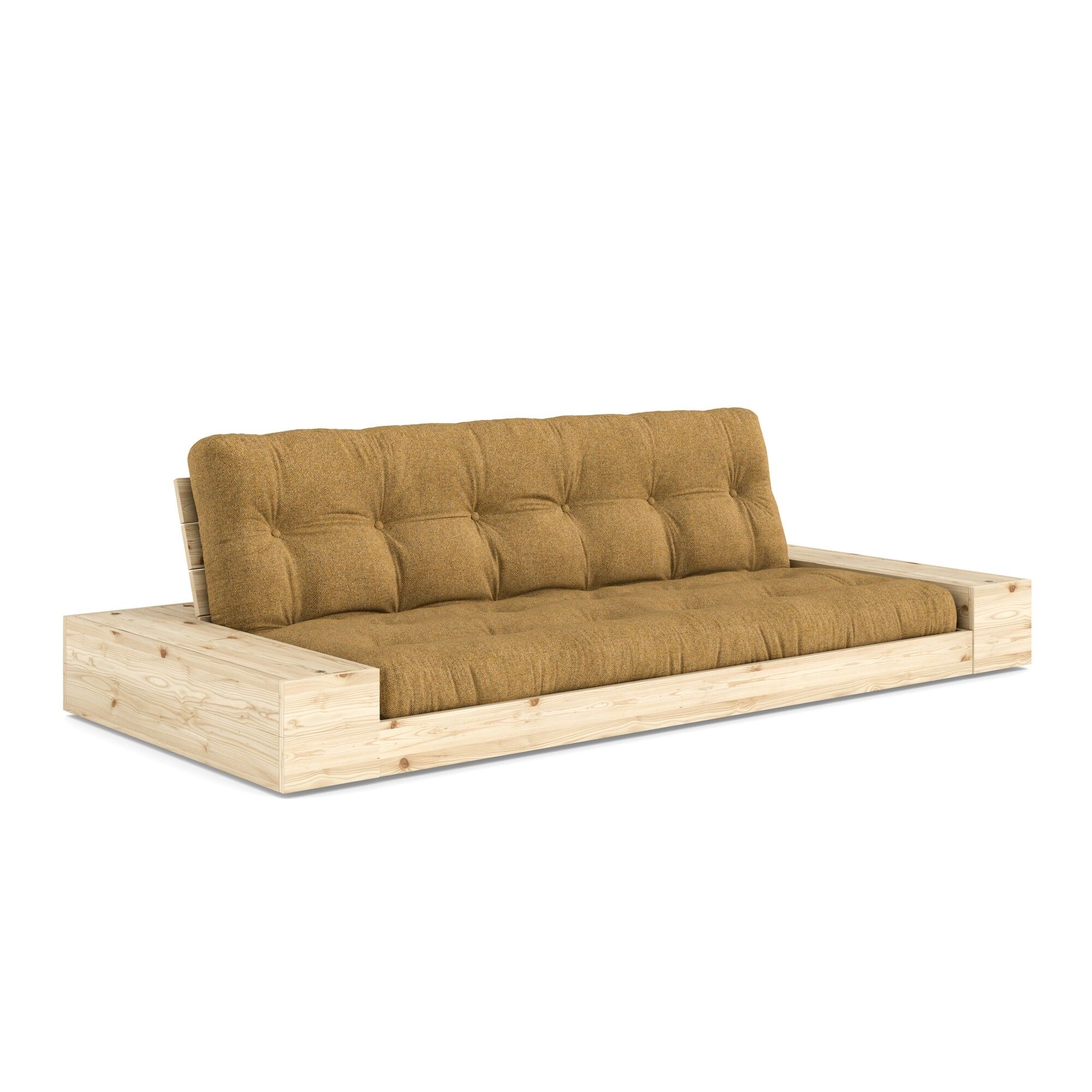 Base Sovesofa med Sideboks Klarlakkert Furu/643 Gyllen Oker