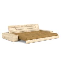 Base Sofa Bed With Side Box Clear Lacquered Pine/643 Golden Ochre