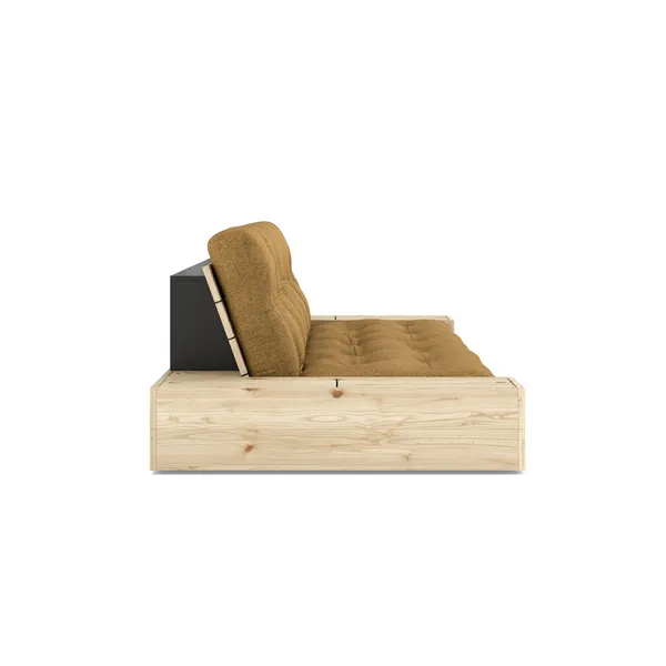 Base Sofa Bed With Side Box Clear Lacquered Pine/643 Golden Ochre