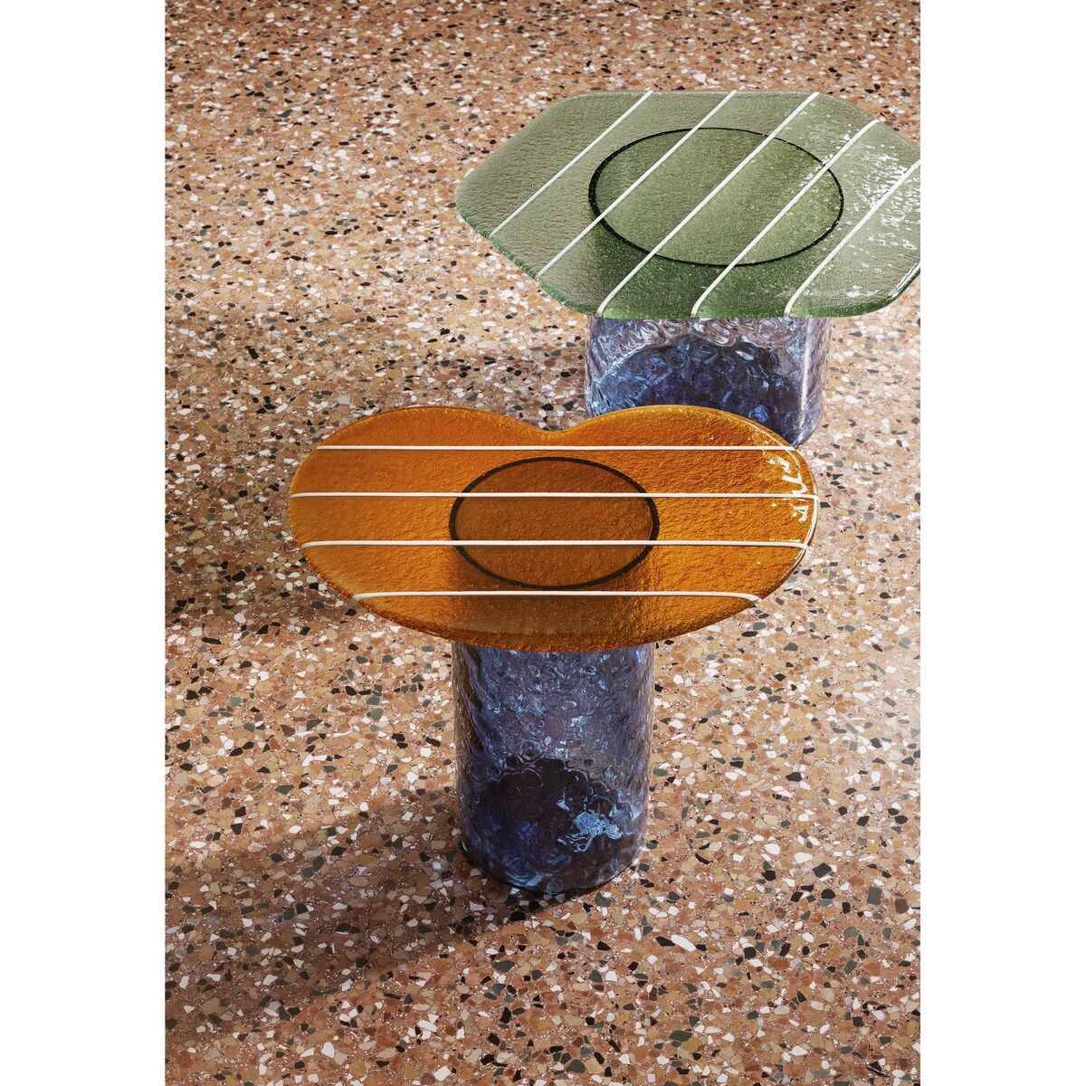 Striche Side Table Orange/ Blue
