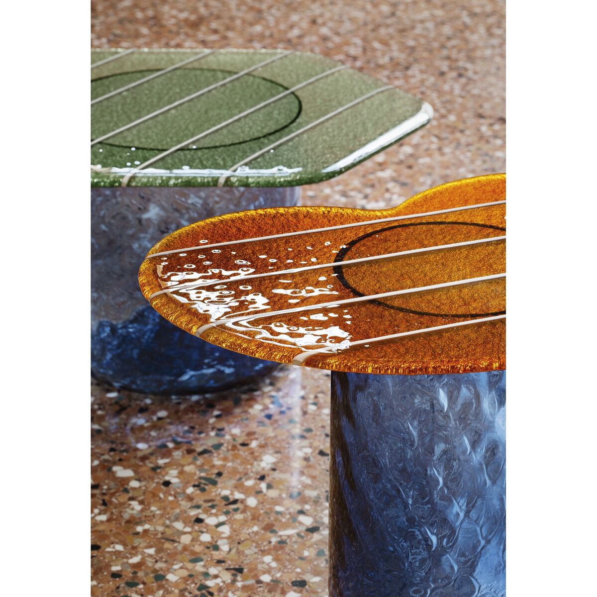 Striche Side Table Orange/ Blue