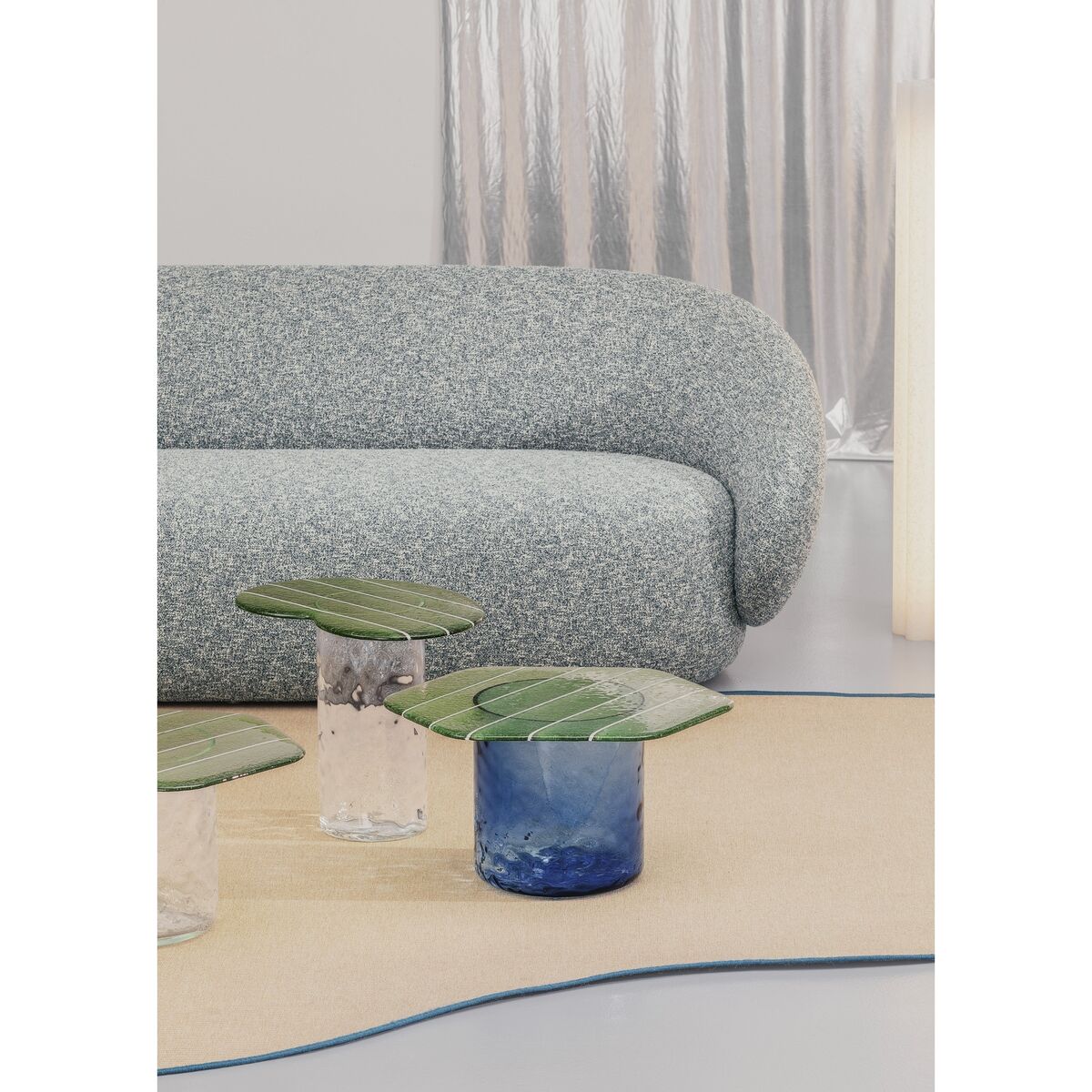 Striche Coffee Table Mint Green/ Transparent