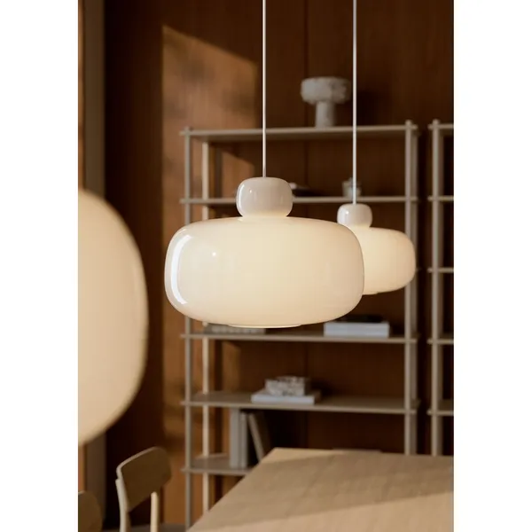 Houten Hanglamp met Groot Opaal