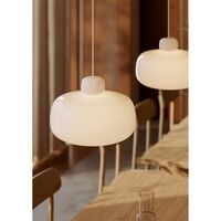 Houten Hanglamp met Groot Opaal