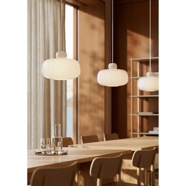 Houten Hanglamp met Groot Opaal