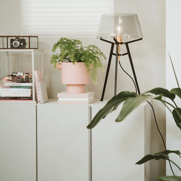 Ella Table Lamp White/ Transparent Glass