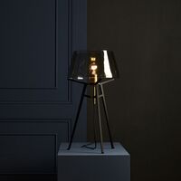 Ella Bordlampe Sort/Røget Glas