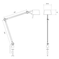 Bolt Tischlampe Doppelarm mit Klemme Thunder Blue