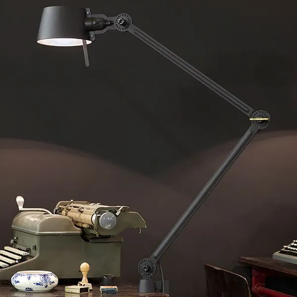 Bolt Table Lamp Double Arm with Clip Ash Grey