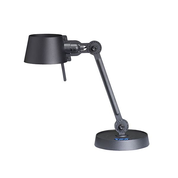Bolt Bordlampe Kort Én Arm Røykfarget Svart