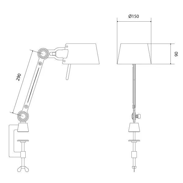 Bolt Table Lamp Short One Arm with Clip Striking Orange