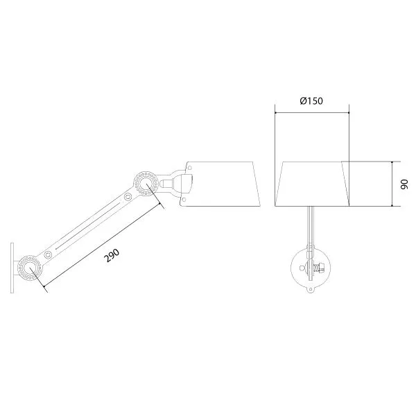 Bolt Wall Lamp Side Fit Large Ash Grey