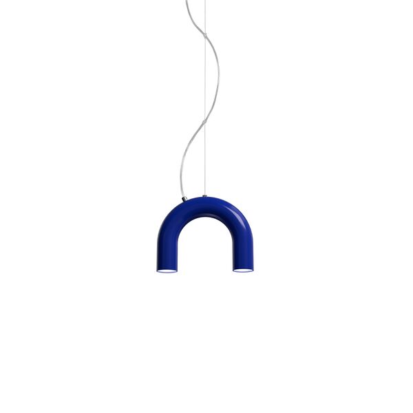 Schrägbogen- Pendelleuchte Blau