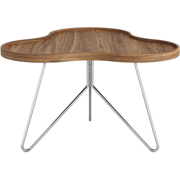 Table Basse Flower Mono 66x39 Chrome/ Noyer