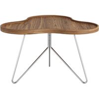 Table Basse Flower Mono 66x39 Chrome/ Noyer