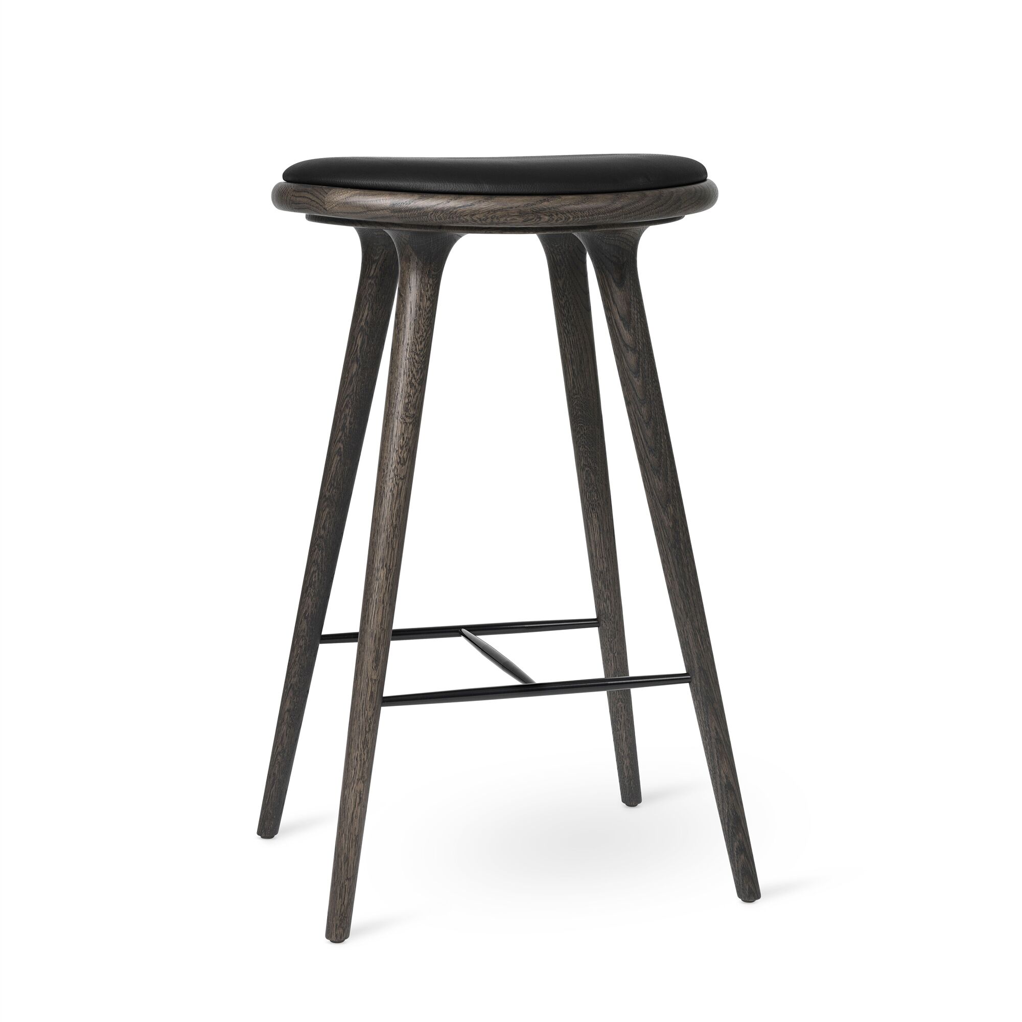 Høy Barkrakk Sirka Grå Eik/ Sort Skinn 74 cm