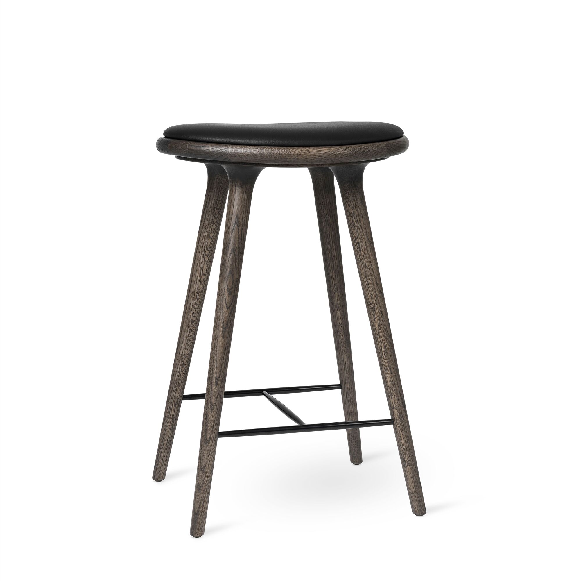 Høy Barkrakk Sirka Grå Eik/ Sort Skinn 69 cm