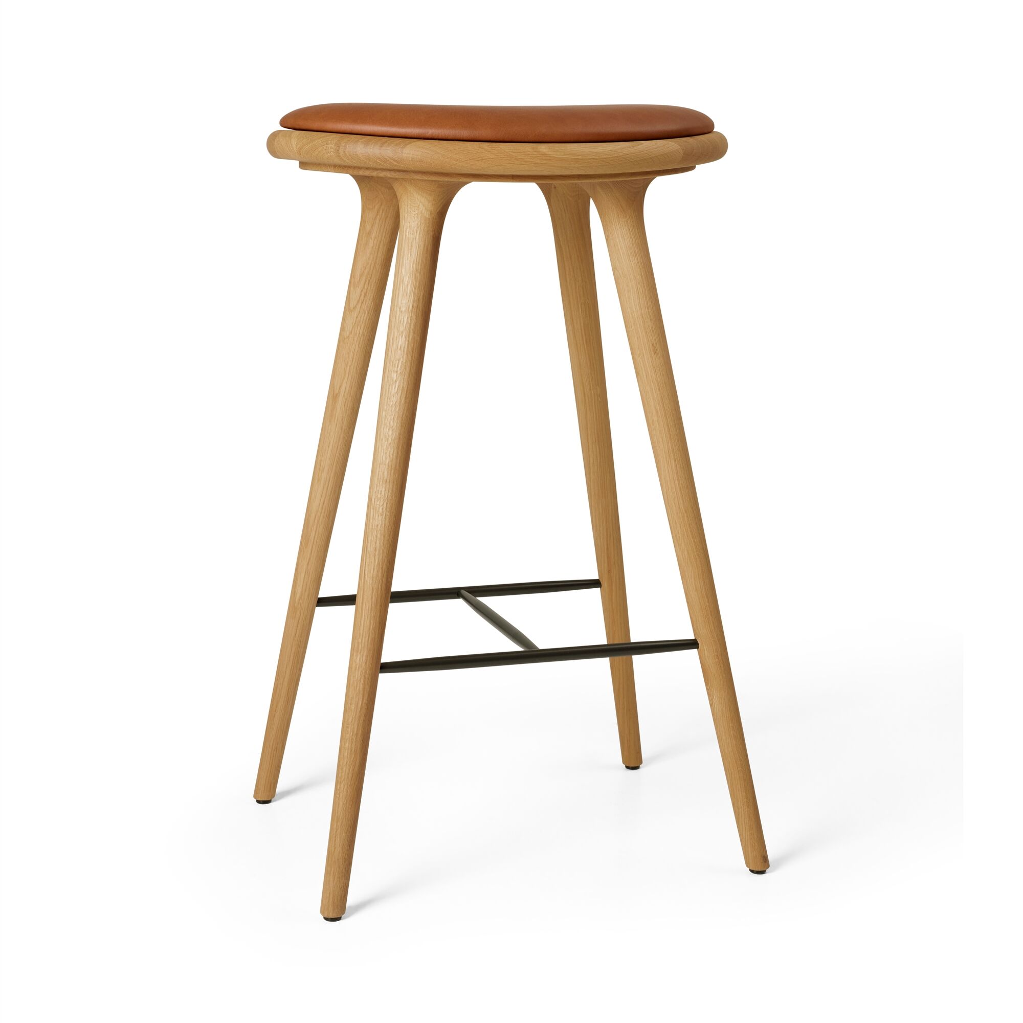 High Stool Barstol Olieret Eg/Valnd Lder 74 cm