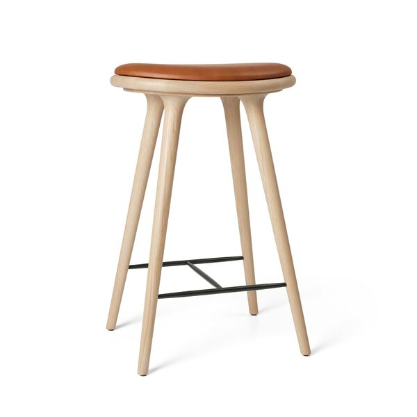 High Stool baarijakkara 69 cm, matta tammi/Walnut-nahka