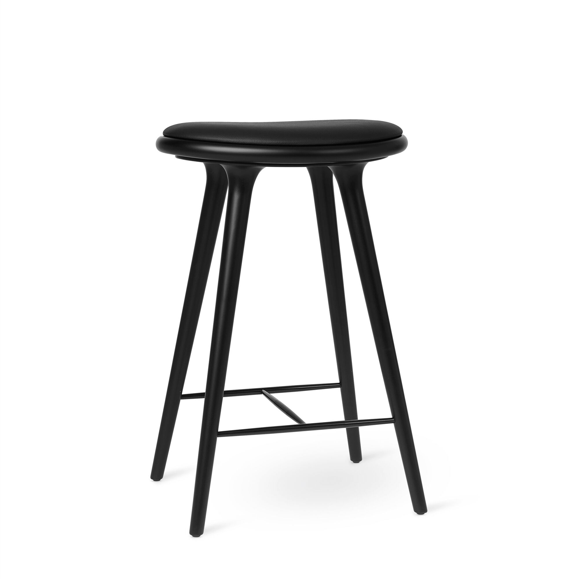 Tabouret de Bar , Hêtre Noir /cuir Noir Intense, 69 cm