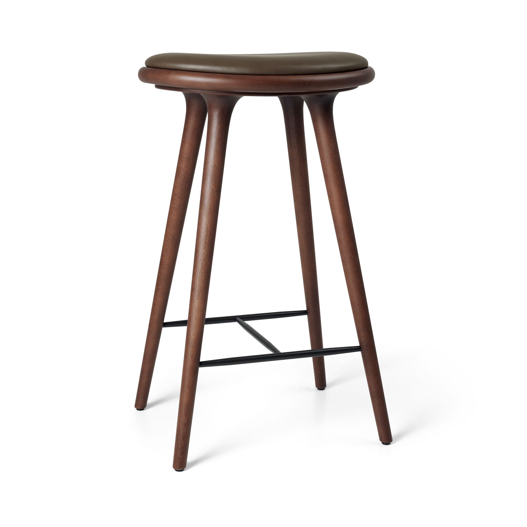 High Stool Barstol Brun Bg/Mrkebrun Lder 74 cm