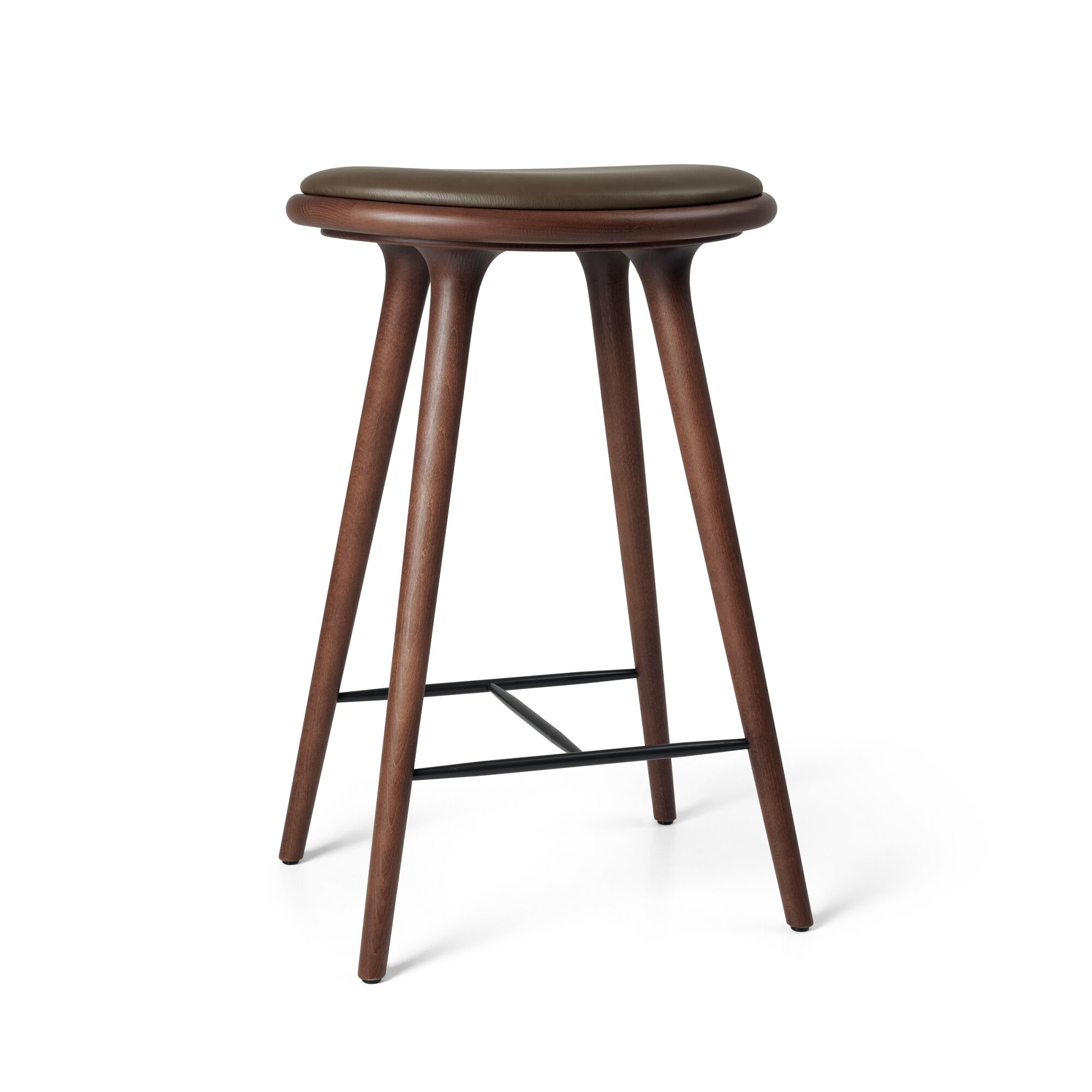 High Stool Barstol Brun Bøg/Mørkebrun Læder 69 cm