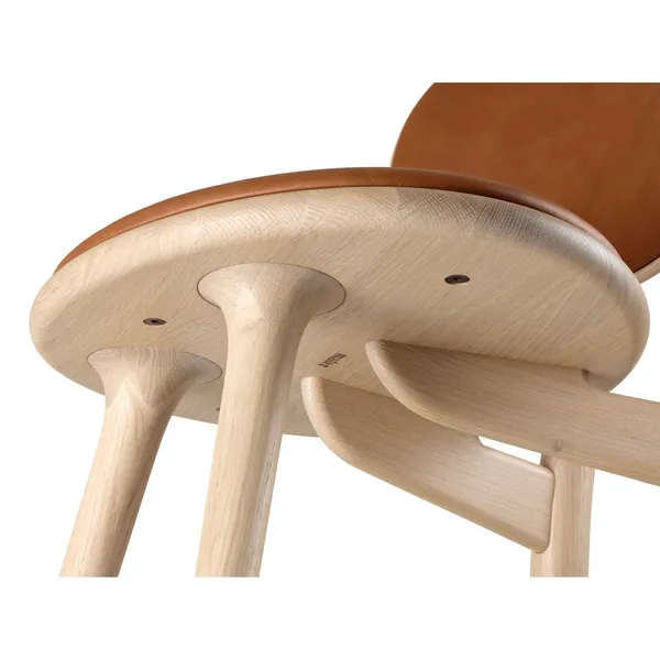 High Stool Bar Stool with Backrest Matt Oak/ Walnut Leather 69 cm