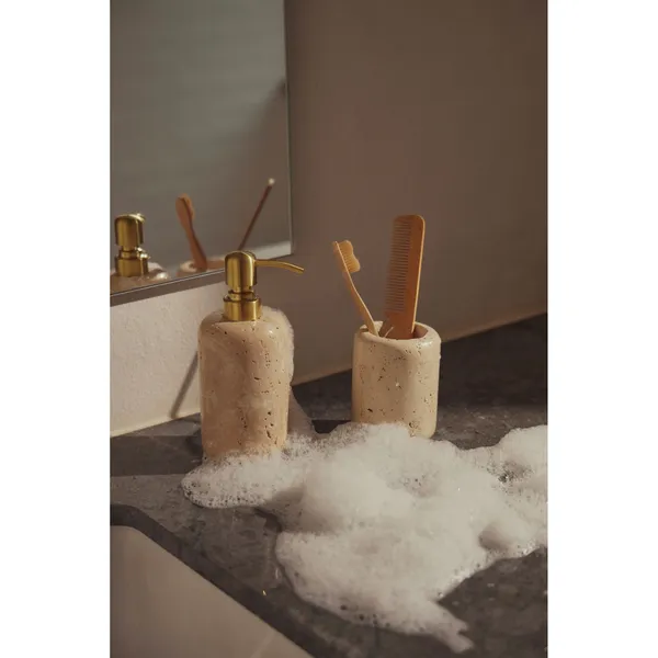 Foam Zahnputzbecher Travertin/Cream