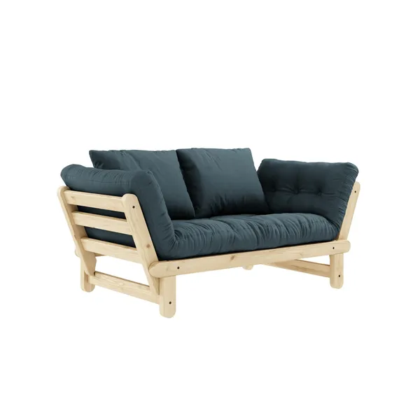 Beat Sofa Clear Lacquered Pine/757 Petrol Blue