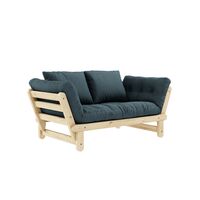 Beat Sofa Clear Lacquered Pine/757 Petrol Blue