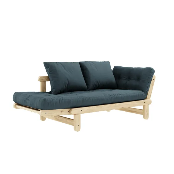 Beat Sofa Clear Lacquered Pine/757 Petrol Blue