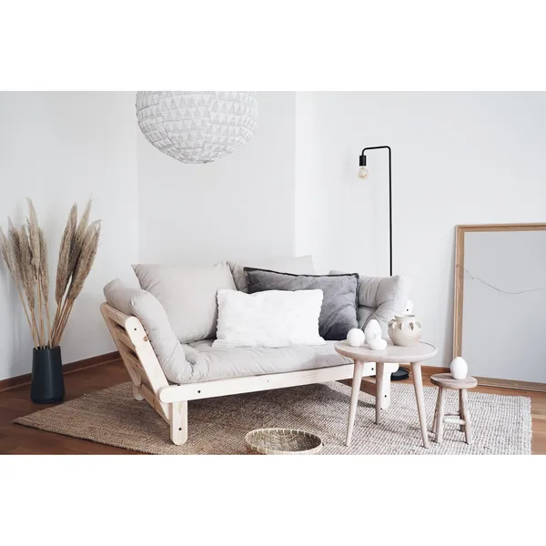 Beat Sofa Clear Lacquered Pine/757 Petrol Blue