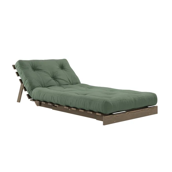 Canapé-lit Roots 90x200 Brun Caroube/756 Vert Olive