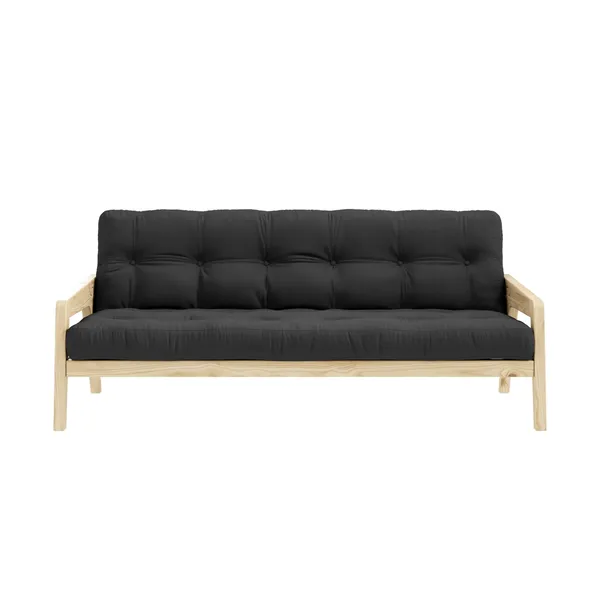 Grab Sovesofa Klarlakkert Furu/734 Mørk Grå