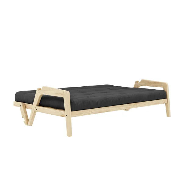 Grab Sovesofa Klarlakkert Furu/734 Mørk Grå