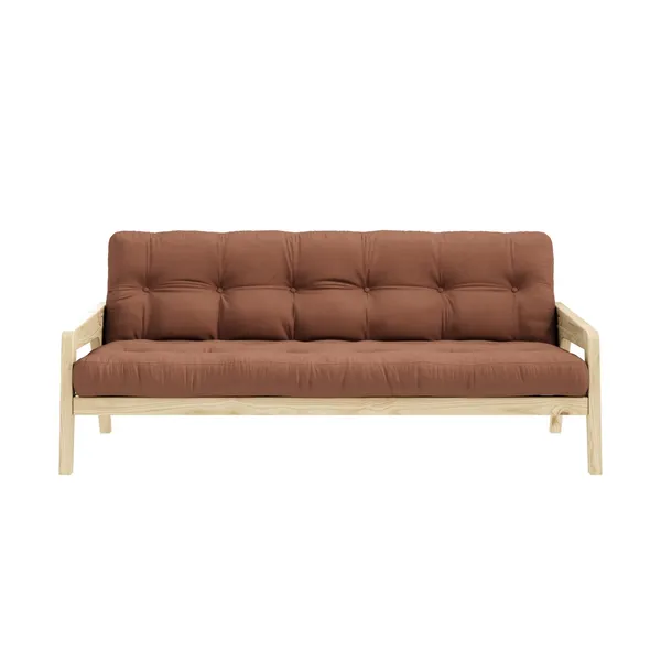 Grab Sofa Bed Clear Lacquered Pine/759 Clay Brown