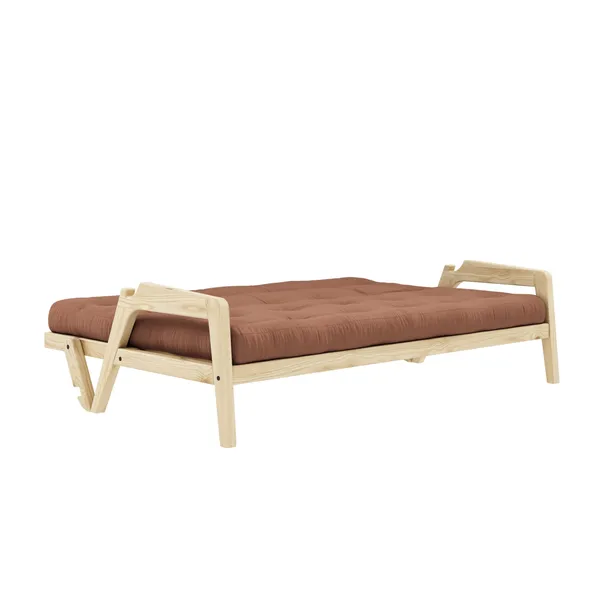 Grab Sofa Bed Clear Lacquered Pine/759 Clay Brown