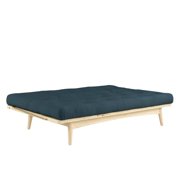 Folk Sofa Clear Lacquered Pine/ 757 Petrol Blue