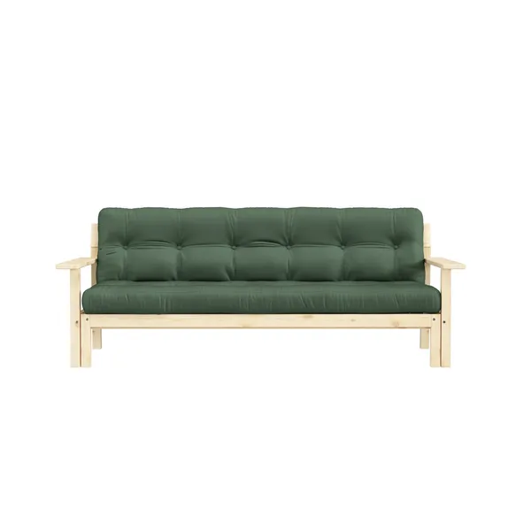 Unwind Sofa Bed Clear Lacquered Pine/756 Olive Green