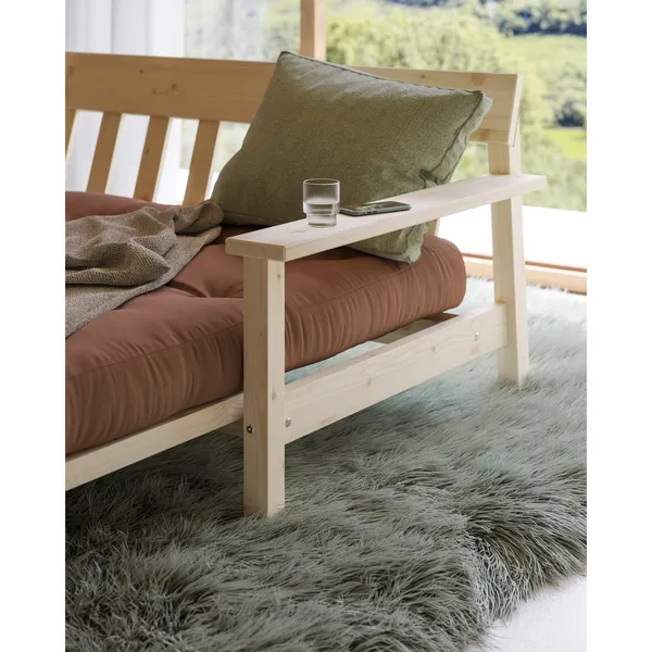 Unwind Sofa Bed Clear Lacquered Pine/756 Olive Green