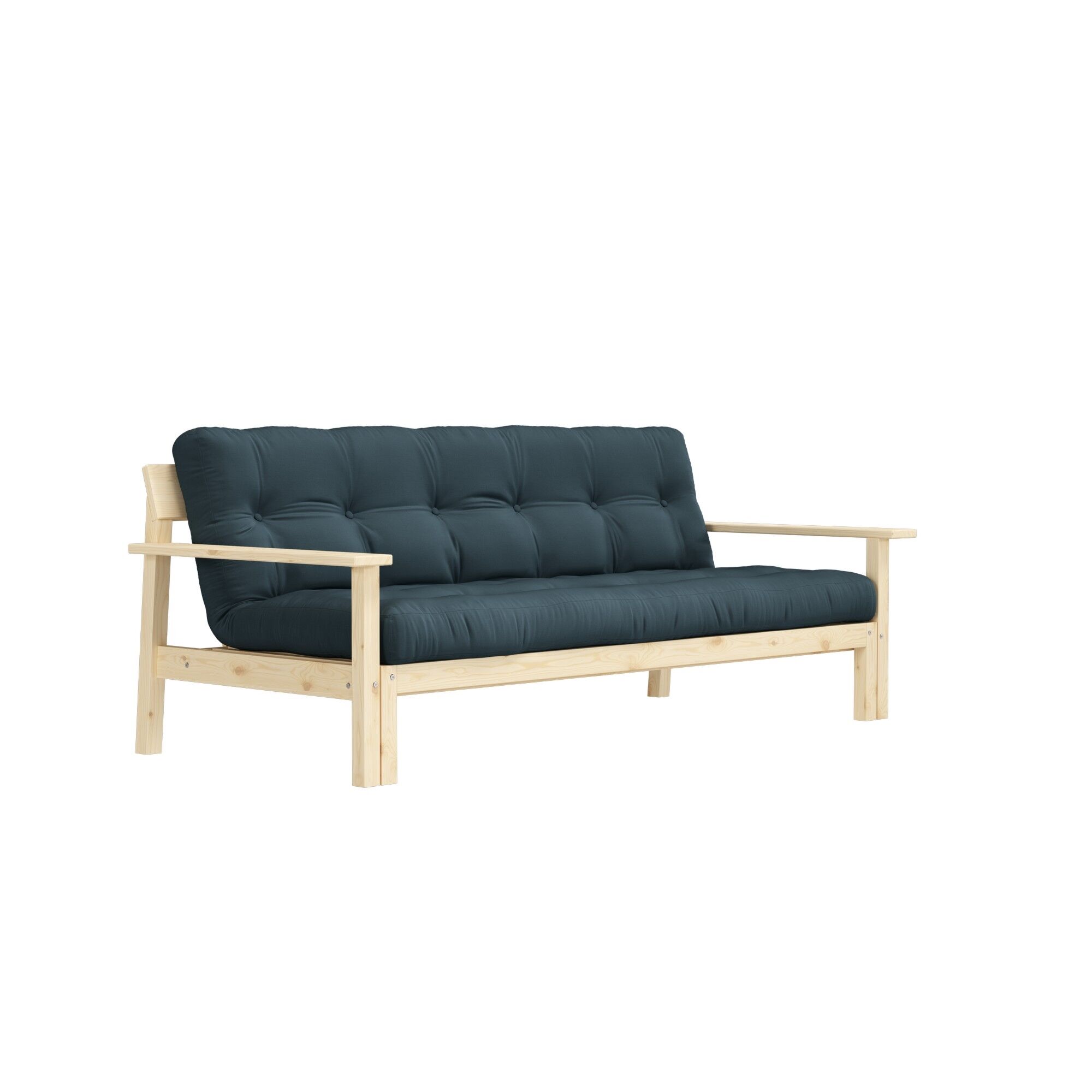 Unwind Sovesofa Klarlakkert Furu/757 Petrolblå