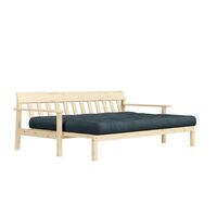 Unwind Sofa Bed Clear Lacquered Pine/757 Petrol Blue
